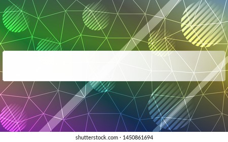 Decorative background with triangles, line, circle, space for text. Bright background for poster, banner, flyer. Vector illustration. Creative gradient color