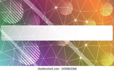 Decorative background with triangles, line, circle, space for text. Bright background for poster, banner, flyer. Vector illustration. Creative gradient color
