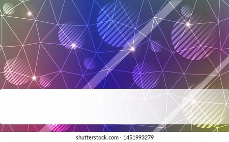 Decorative background with triangles, line, circle, space for text. Bright background for poster, banner, flyer. Vector illustration. Creative gradient color
