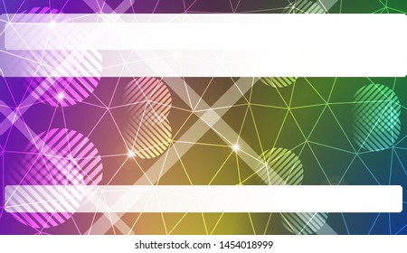 Decorative background with triangles, line, circle, space for text. Bright background for poster, banner, flyer. Vector illustration. Creative gradient color