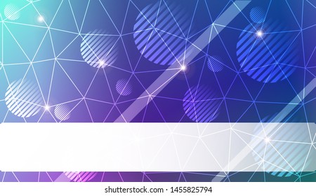 Decorative background with triangles, line, circle, space for text. Bright background for poster, banner, flyer. Vector illustration. Creative gradient color
