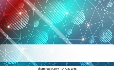 Decorative background with triangles, line, circle, space for text. Bright background for poster, banner, flyer. Vector illustration. Creative gradient color