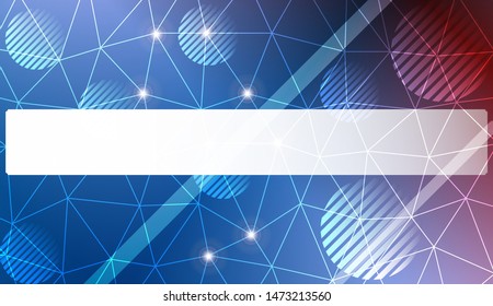 Decorative background with triangles, line, circle, space for text. Bright background for poster, banner, flyer. Vector illustration. Creative gradient color