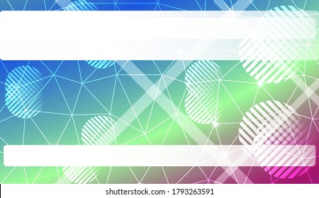 Decorative background with triangles, line, circle, space for text. Bright background for poster, banner, flyer. Vector illustration. Creative gradient color