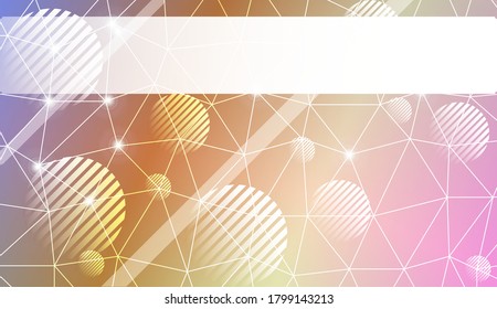 Decorative background with triangles, line, circle, space for text. Bright background for poster, banner, flyer. Vector illustration. Creative gradient color
