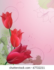 Decorative background  with  tulips, eps10 format