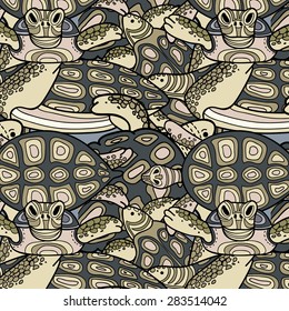decorative background of turtles in cartoon style