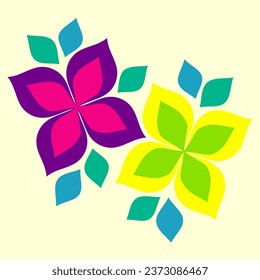 Decorative background with two geometric flowers, retro 90s style, vector illustration