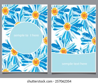 decorative background with two postcards with blue tsunami