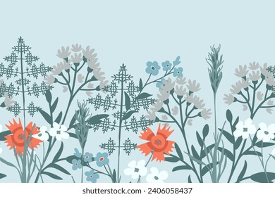Decorative background with various flowers