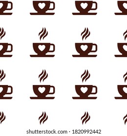 Decorative background. Vector image. Image of seamless coffee cups. Modular image to enlarge.