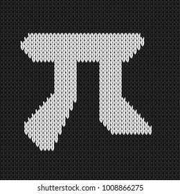 Decorative  background. White knitted symbol. Vector illustration.