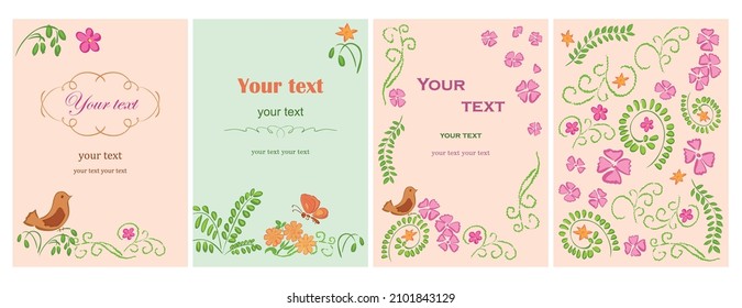 decorative backgrounds for events - vector floral decorative templates with flowers and leaves