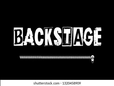 Decorative Backstage Club Text with Zipper Vector for Fashion and Poster Prints