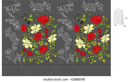 Decorative bag with floral pattern