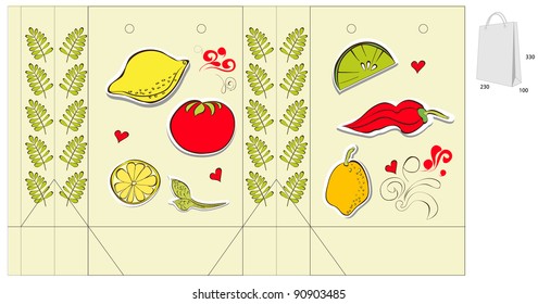 Decorative bag with vegetable and fruit