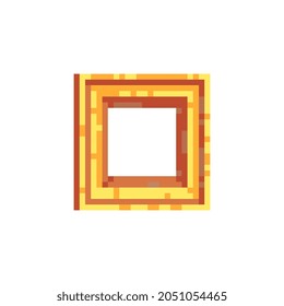 Decorative baguette frame. Pixel art style. Gold vintage Frame. Isolated vector illustration. 