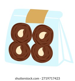 Ilustración de caja de embalaje de panadería decorativa