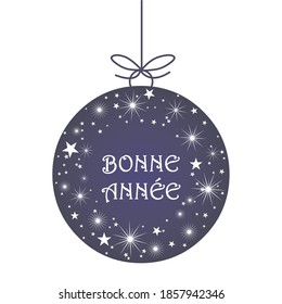 Decorative ball with French text for New Year on a white background 