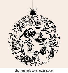 decorative ball on Christmas tree on a pink background