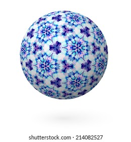 Decorative ball with a pattern on a white background. Vector illustration.