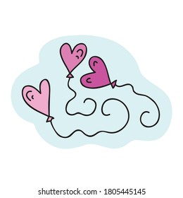 Decorative balloons hearts. Vector illustration