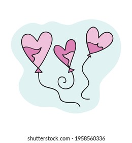 Decorative balloons hearts. Vector illustration