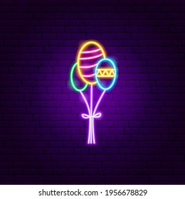 Decorative Balloons Neon Sign. Vector Illustration of Pipeline Promotion.