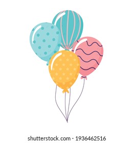 decorative balloons party icon isolated