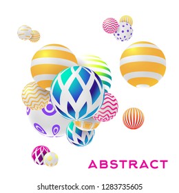 decorative balls 3D vector, multicolored, isolated on white background