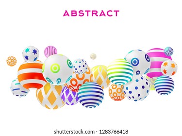 decorative balls 3D vector, multicolored, isolated on white background