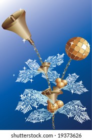 Bolas y campanas decorativas. Navidad. Vector.