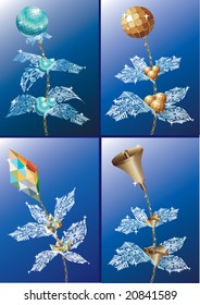 Decorative balls and bells. Christmas. Vector.