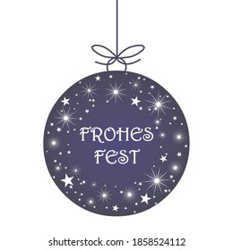 Decorative balls with German text for Holidays on white background 
