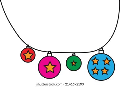 Decorative balls on the ribbon (string) - Festive illustration , 