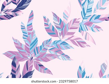 Decorative banana foliage endless wallpaper vector. Artistic floral spring dress tissue print. Hawaiian tree branch leafage repeat pattern. Exotic flora elements.