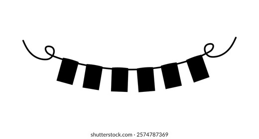 Decorative banner with alternating black rectangles and swirls for festive occasions