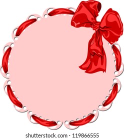 Decorative banner with a big red bow and ribbon, vector illustration