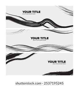 Decorative banner design brush stroke vector illlustration, Brush stroke design with japanese style brush illustration, EPS File for banner design