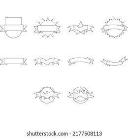 Decorative banner design elements collection flat black white symmetric ribbon shapes