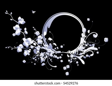 Decorative banner design with orchid