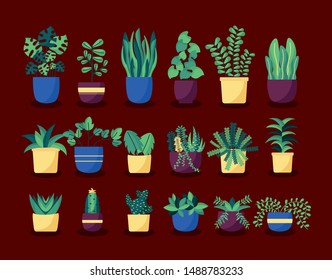 decorative banner house plants nature vector illustration