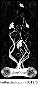 Decorative banner on a floral background