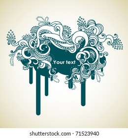 decorative banner with swirls and clouds
