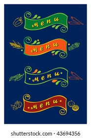 decorative banner with vegetables and menu
