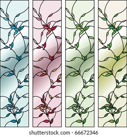 Decorative banners with four-seasons trees