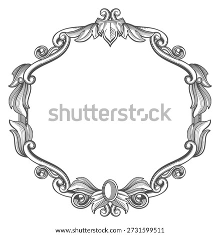 Decorative baroque frame. Picture border vintage engraving