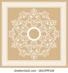 Decorative baroque pattern with chain on beige background. EPS10 Illustration.