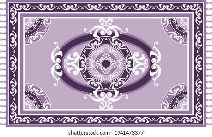 Decorative baroque pattern for kilim rug, carpet. Rug, runner, mats, textile design. Geometric floral background. EPS10 Illustration.