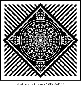 Decorative baroque pattern on black background.EPS10 Illustration.